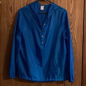 Half moon lightweight unisex rain hoodie pullover jacket true blue